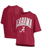 Pressbox Women's Crimson Alabama Crimson Tide Nelson Arch Over Logo Waist Length Oversized Slub T-Shirt