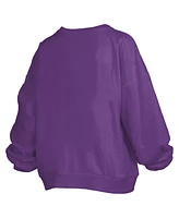 Pressbox Women's Purple Lsu Tigers Janise Arch Over Logo Waist Length Oversized Pullover Sweatshirt