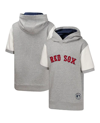 Outerstuff Big Boys and Girls Heather Gray Boston Red Sox Line Up Short Sleeve Pullover Hoodie
