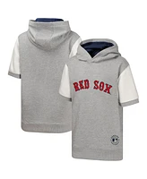 Outerstuff Big Boys and Girls Heather Gray Boston Red Sox Line Up Short Sleeve Pullover Hoodie