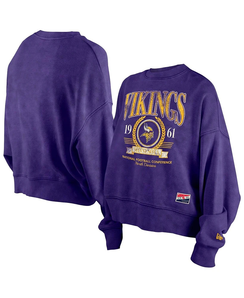 New Era Women's Purple Minnesota Vikings Throwback Boxy Sweatshirt