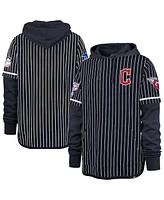 '47 Brand Men's Navy Cleveland Guardians Pinstripe Double Header Pullover Hoodie
