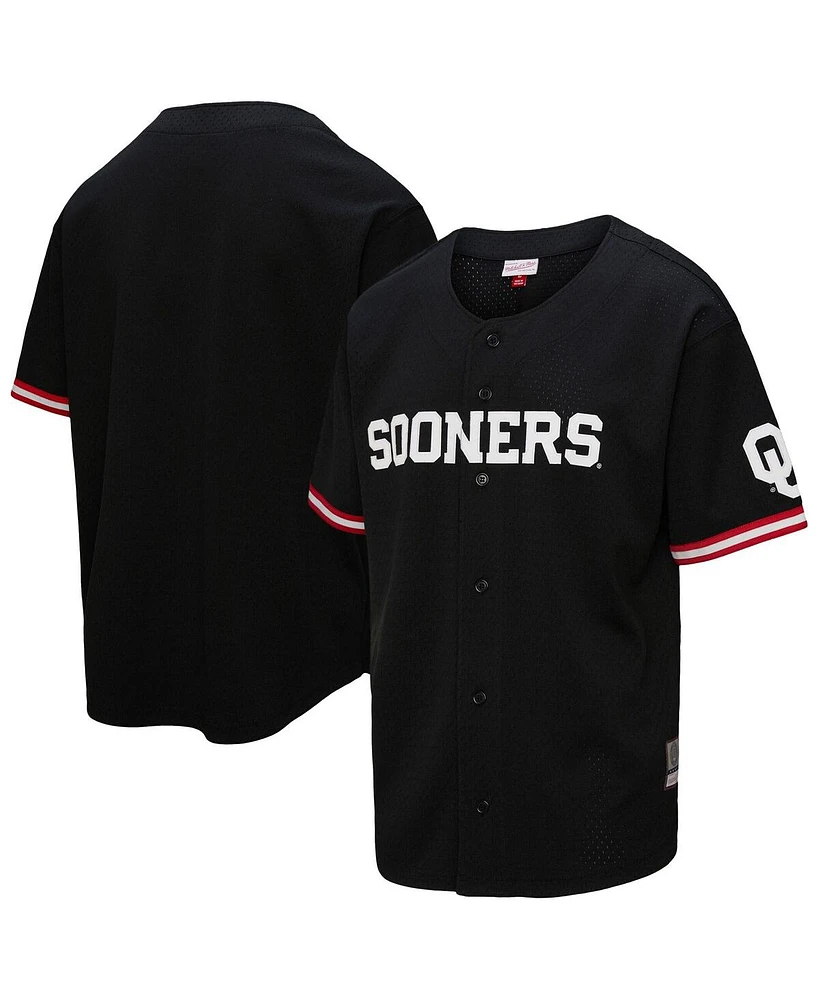 Mitchell & Ness Men's Black Oklahoma Sooners On The Clock Full-Button Fashion Jersey