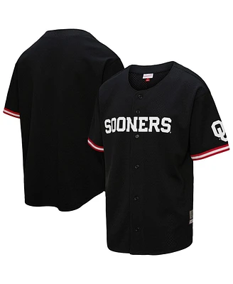 Mitchell & Ness Men's Black Oklahoma Sooners On The Clock Full-Button Fashion Jersey