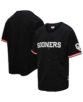 Mitchell & Ness Men's Black Oklahoma Sooners On The Clock Full-Button Fashion Jersey