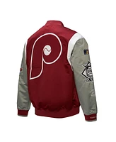 Mitchell & Ness Men's Burgundy/Gray Philadelphia Phillies Cooperstown Collection Team Origins Satin Full-Snap Jacket