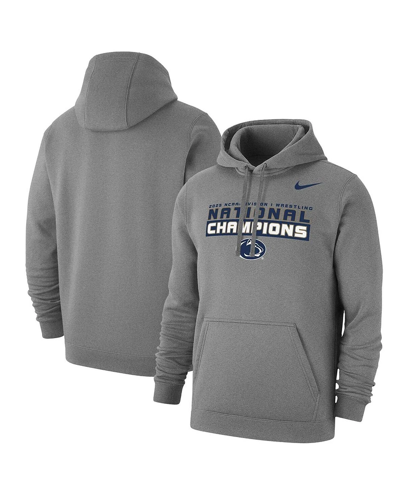 Nike Men's Gray Penn State Nittany Lions 2025 Ncaa Wrestling National Champions Club Fleece Pullover Hoodie