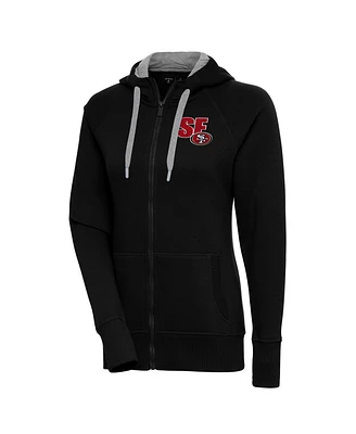 Antigua Women's Black San Francisco 49ers Victory Full-Zip Hoodie