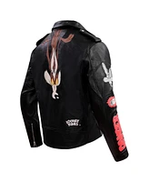 Freeze Max Men's Black Looney Tunes Graphic Biker Full-Zip Jacket