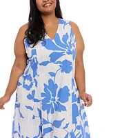 London Times Plus V-Neck Sleeveless Midi Dress