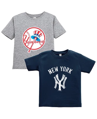 Soft as a Grape Toddler Navy/Gray New York Yankees Cooperstown Collection T-Shirt, Set of 2
