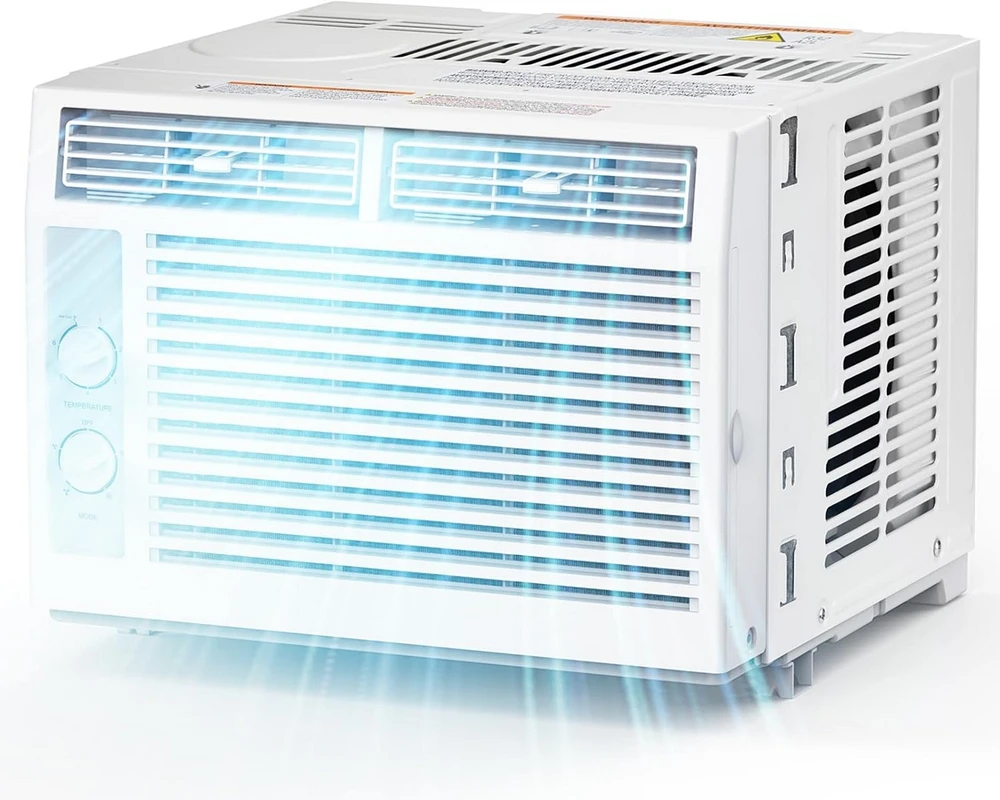 Cowsar Window Air Conditioners 5,000BTU, Cools 150 Sq. Ft,2 Cooling Mode & Fan Speeds,Ultra-Quiet, White