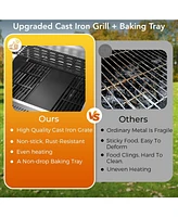 Cowsar Gas Grill,Heavy-Duty Stainless Steel Bbq Grill,4 Burner Gas Grill with Side Burner,42000 Btu Propane Gas Grill for Outdoor Cooking,Barbecue,Gar