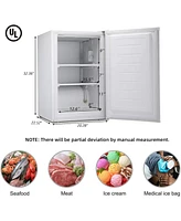 Cowsar Upright Freezer 3.0 Cu.ft, Compact Mini Freezer with Reversible Single Door, Temperature Control, Removable Shelves, Small freezer Stainless St