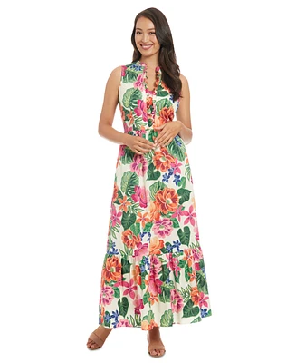 London Times Petite Printed Sleeveless Maxi Dress