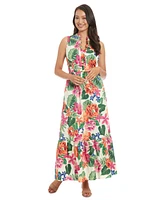 London Times Petite Printed Sleeveless Maxi Dress