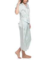 Linea Donatella Women's Athiya Satin Striped Cropped Pajama Set
