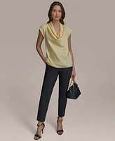 Donna Karan New York Women's Mixed Media Cowlneck Top