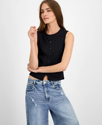 Madden Girl Juniors' Faux Button-Front Tank