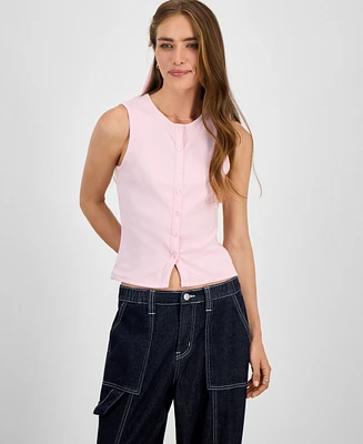 Madden Girl Juniors' Faux Button-Front Tank