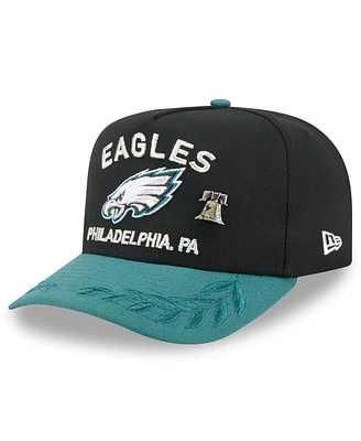 New Era Men's Black/Green Philadelphia Eagles 2025 Nfl Draft On Stage A-Frame 59FIFTY Fitted Hat