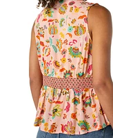 Liverpool Los Angeles Women's Printed Sleeveless Peplum Top