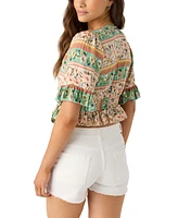 O'Neill Juniors' Harlow Printed Reversible Ruffled Crop Top
