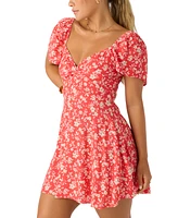 O'Neill Juniors' Carina Printed Puff-Sleeve Mini Dress