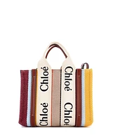 Pre-Owned Chloe Small Woody Convertible Tote Canvas with Leather
