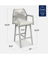 Best Choice Products Set of 2 Indoor/Outdoor Aluminum, Woven Rope Swivel Barstools w/ Armrests