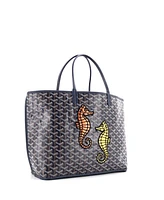 Pre-Owned Goyard Pm Anjou Reversible Tote Embroidered Coated Canvas