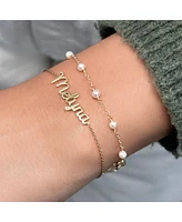 The Lovery Pearl Bead Chain Bracelet 14K Gold