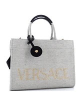 Pre-Owned Versace Large La Medusa Tote Studded Canvas
