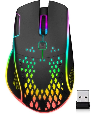 Wireless Gaming Mouse, C30 Silent Click Wireless Rechargeable Gaming Mouse, 3 Level Adjustable Dpi (black)