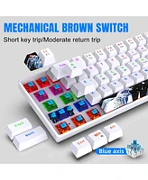 60% Mechanical Gaming Keyboard,61 Keys Blue Switches,Wired Mechanical Keyboard with Led Backlit,Compact Ergonomic Keyboard (White)