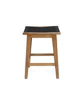 LuxenHome Outdoor Acacia Wood Counter Height Stools, Set of 2