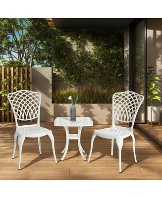 3-Piece Rustproof Aluminum Bistro Set: 2 Chairs, Round Table