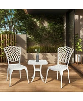 3-Piece Rustproof Aluminum Bistro Set: 2 Chairs, Round Table