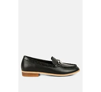 Holda Womens Horsebit Embellished Loafers With Stitch Detail