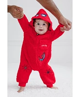 Avengers Baby Boys Marvel Spider-Man Cozy Sherpa Zip Up Cosplay Coverall