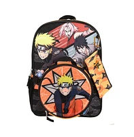 Naruto Main Characters Boy's 5-Piece Backpack Set & 24 Oz Single Wall Water Bottle Combo Set