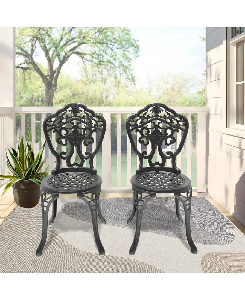 Cast Aluminum Patio Dining Chair 2PCS With Black Frame