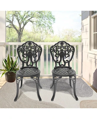 Cast Aluminum Patio Dining Chair 2PCS With Black Frame