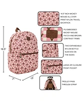 Disney Mickey Mouse Adult Pink Checkered 16.5" Travel Backpack