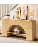 Tribesigns 63 Inches Console Table, Long Arch Entryway Table, 2-Tier Narrow Sofa Stand Behind Couch, Wood Hallway Furniture for Living Room or Foyer,