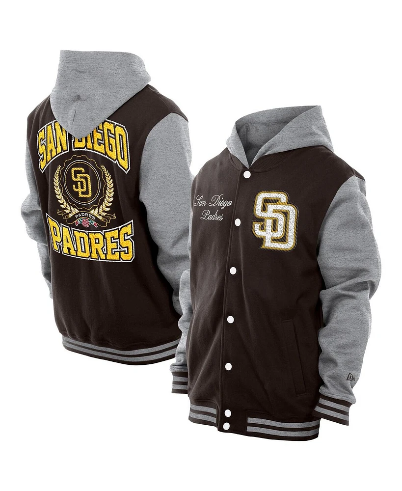 New Era Men's Brown San Diego Padres Throwback Prep Full-Snap Hoodie Jacket