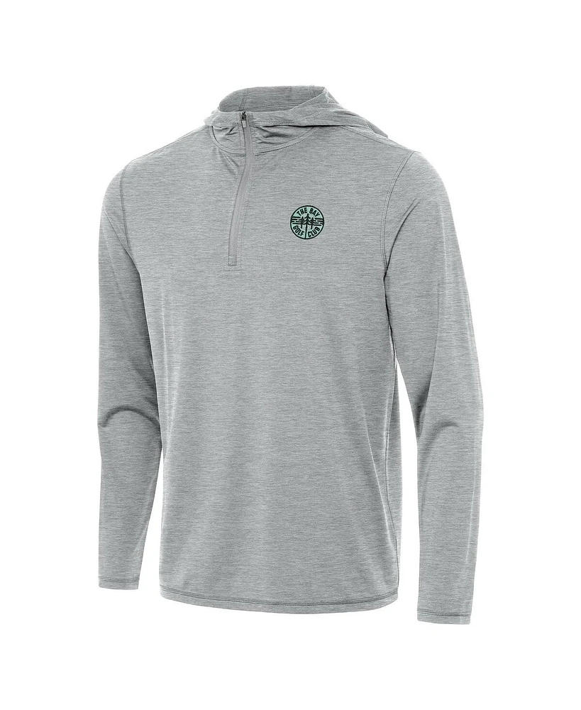 Antigua Men's Heather Gray Tgl The Bay Golf Club Tidy Quarter-Zip Hoodie