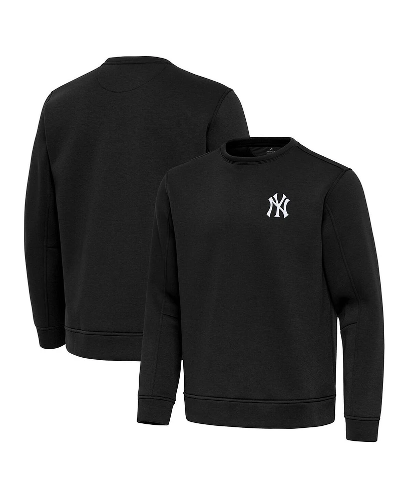 Antigua Men's Black New York Yankees Relevant Lightweight Pullover Sweatshirt
