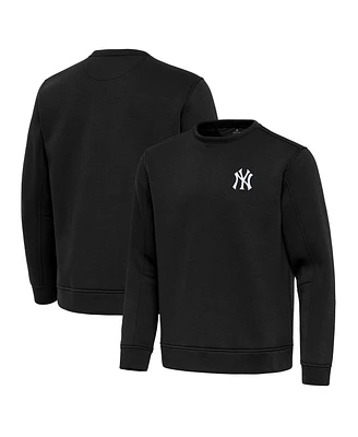 Antigua Men's Black New York Yankees Relevant Lightweight Pullover Sweatshirt