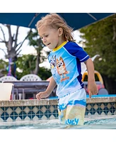 Bluey Baby Boys Upf 50+ Pullover Rash Guard Swim Trunks Outfit Set